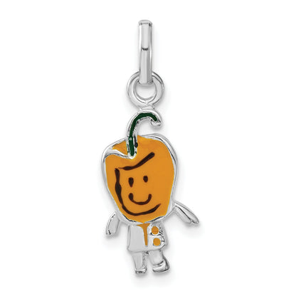 Sterling Silver Polished Enameled Yellow Pepper Person Charm