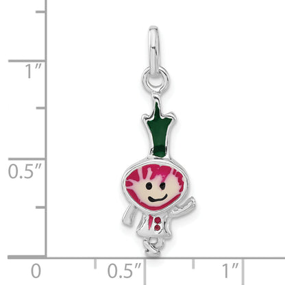 Sterling Silver Polished Enameled Onion Person Charm