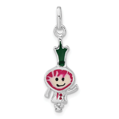 Sterling Silver Polished Enameled Onion Person Charm