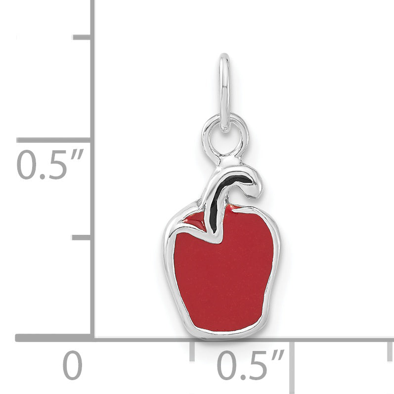 Sterling Silver Polished Enameled Red Pepper Charm