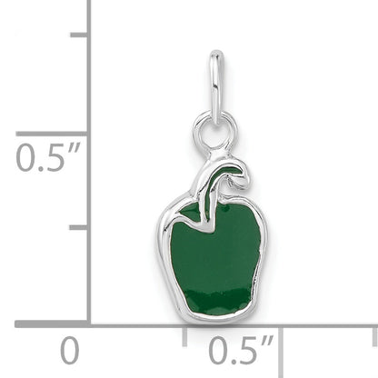 Sterling Silver Polished Enameled Green Pepper Charm