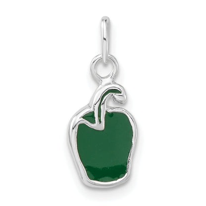 Sterling Silver Polished Enameled Green Pepper Charm