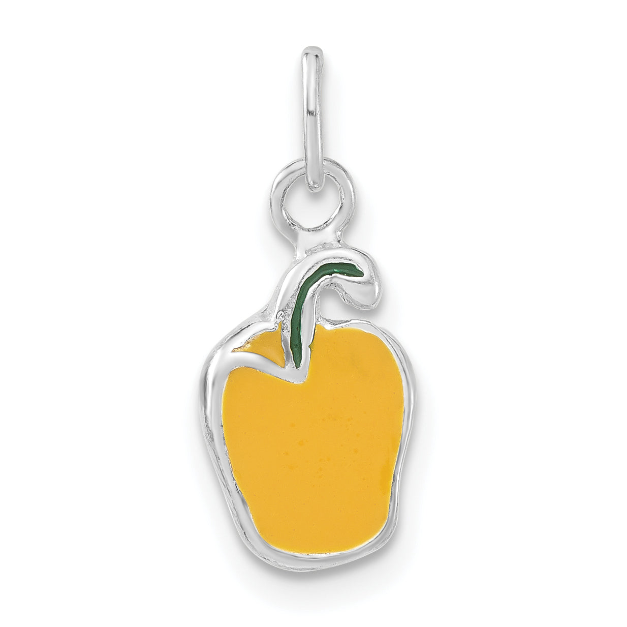 Sterling Silver Polished Enameled Yellow Pepper Charm