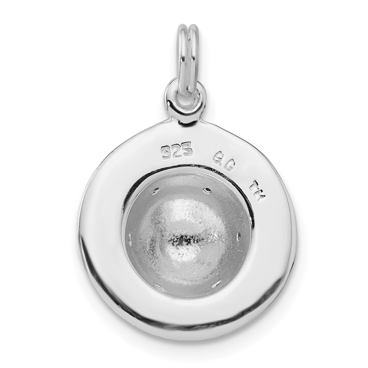 Sterling Silver Polished Enameled Cz Hat Pendant