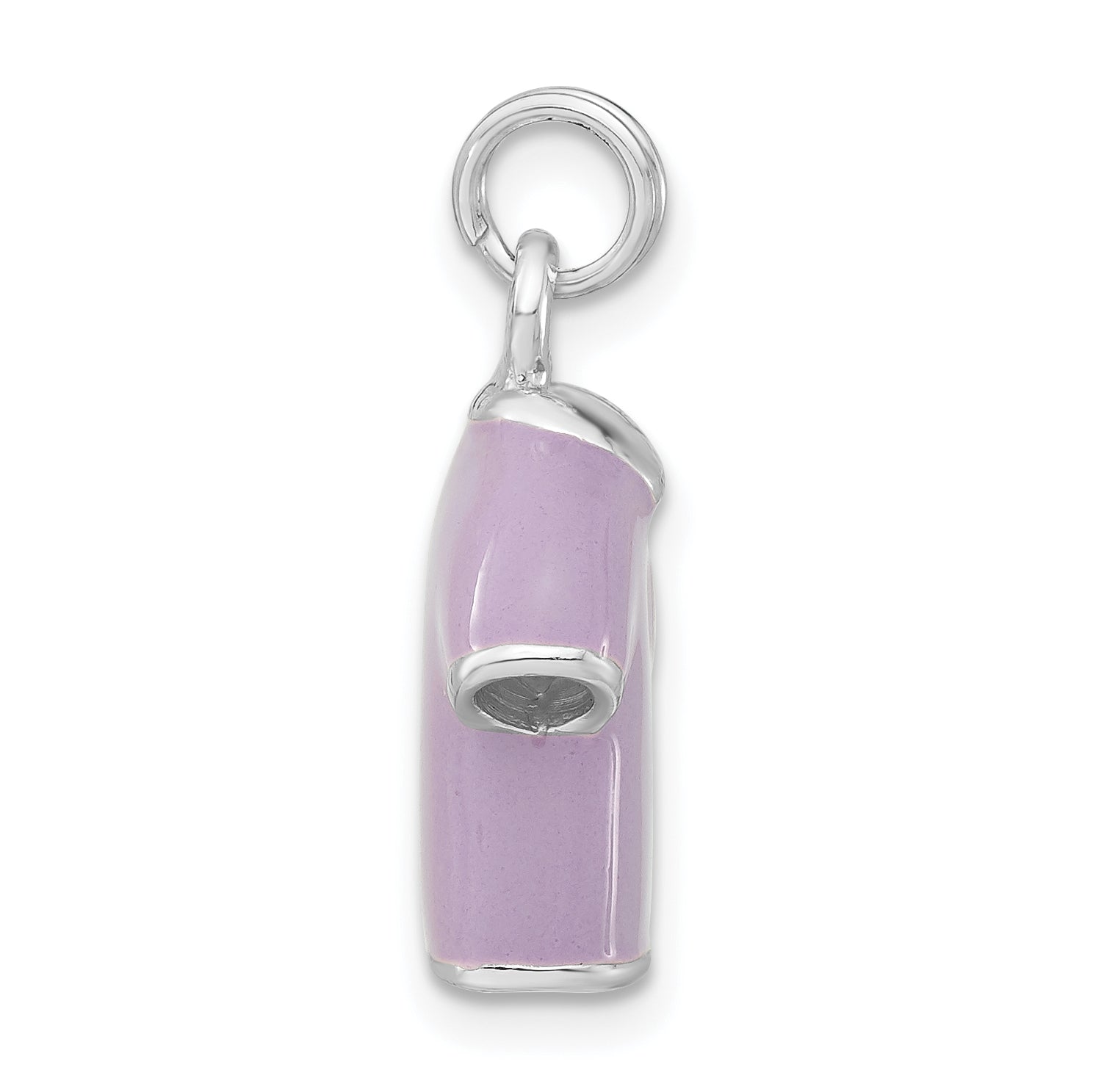 Sterling Silver 3-D Polished Cz Purple Enameled Polo Shirt Charm