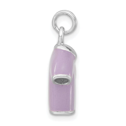 Sterling Silver 3-D Polished Cz Purple Enameled Polo Shirt Charm