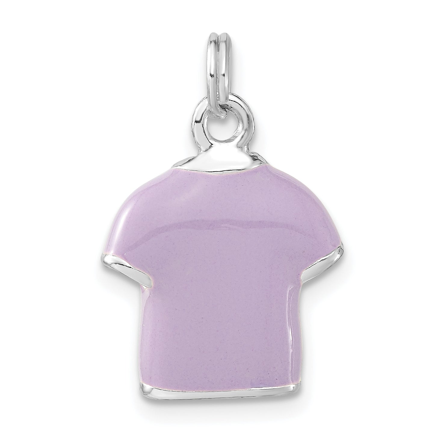 Sterling Silver 3-D Polished Cz Purple Enameled Polo Shirt Charm