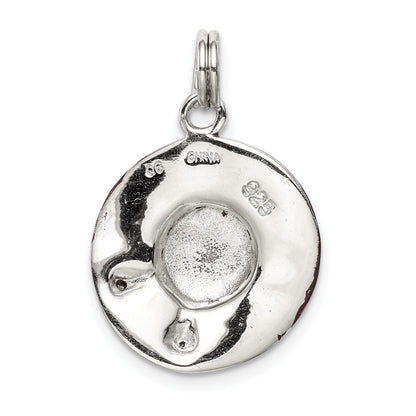 Sterling Silver Rhodium-Plated Cz Enamel Hat Charm