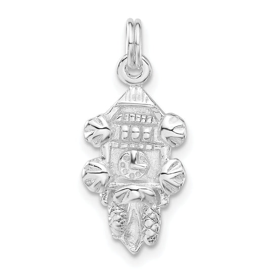 Sterling Silver Polished Cuckoo Clock Charm