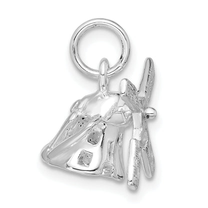 Sterling Silver Polished 3D Moveable Windmill Charm