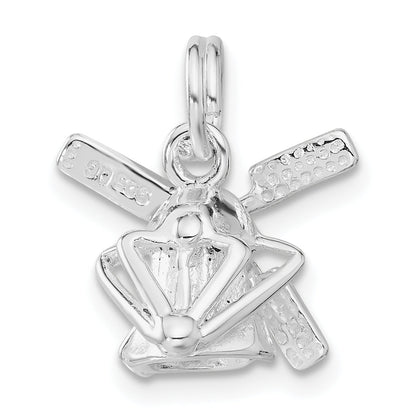 Sterling Silver Polished 3D Moveable Windmill Charm