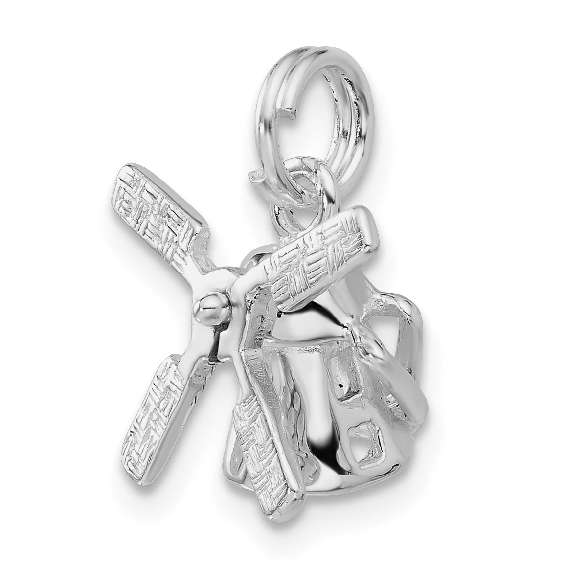 Sterling Silver Polished 3D Moveable Windmill Charm