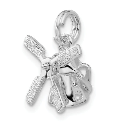 Sterling Silver Polished 3D Moveable Windmill Charm