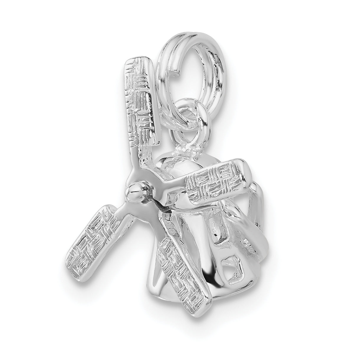 Sterling Silver Polished 3D Moveable Windmill Charm