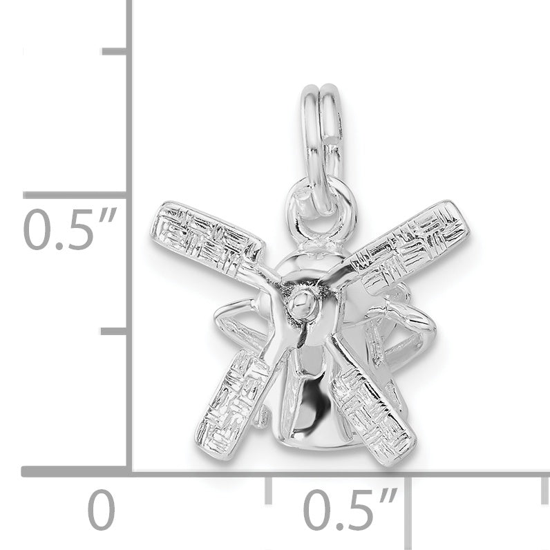 Sterling Silver Polished 3D Moveable Windmill Charm