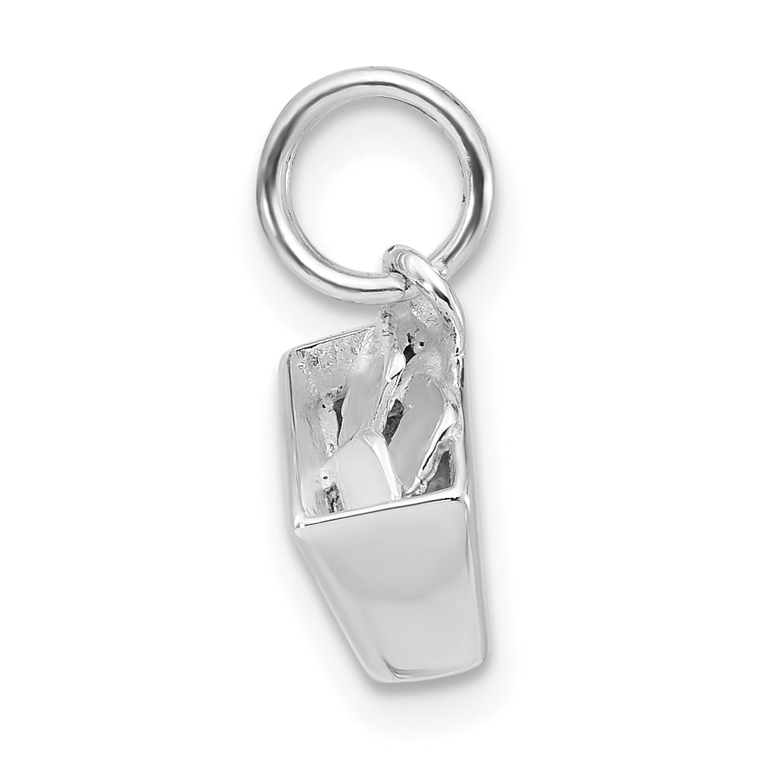 Sterling Silver 3-D Polished Enameled Recycle Bin Charm