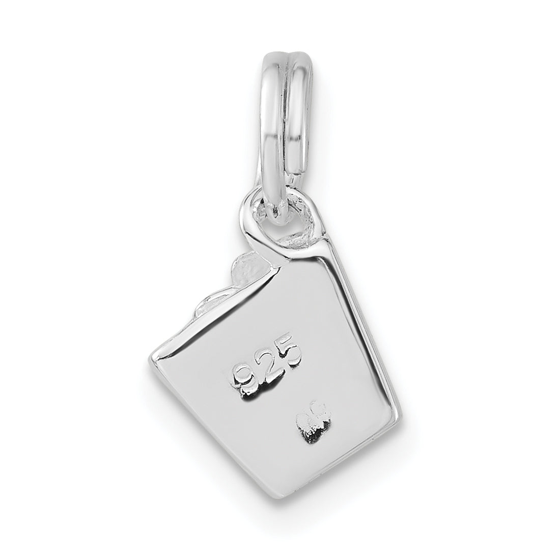 Sterling Silver 3-D Polished Enameled Recycle Bin Charm