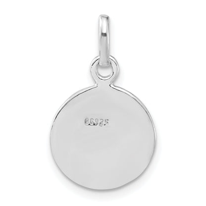 Sterling Silver Polished & Green Enameled Round Recycle Charm