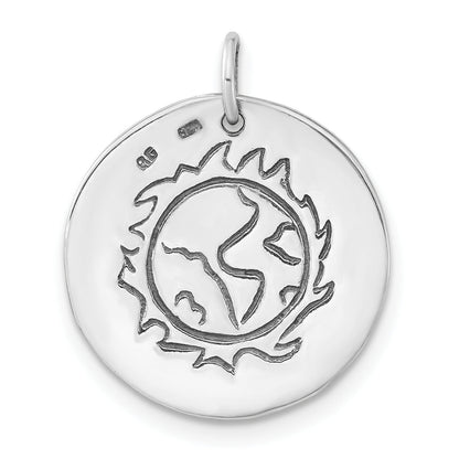 Sterling Silver Polished & Antiqued Easy Being Green Cz Charm