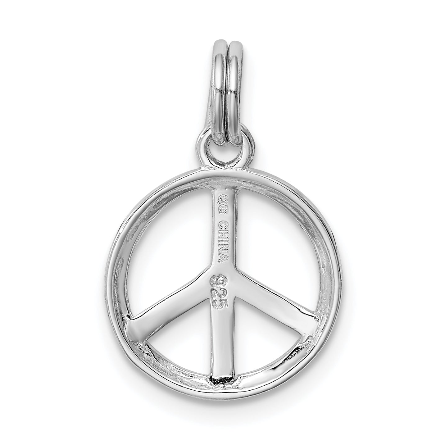 Sterling Silver Rhodium-Platedpolished Peace Sign Charm