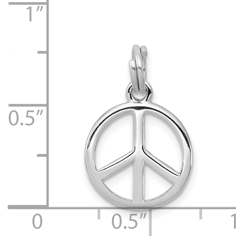 Sterling Silver Rhodium-Platedpolished Peace Sign Charm