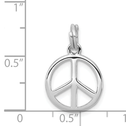 Sterling Silver Rhodium-Platedpolished Peace Sign Charm