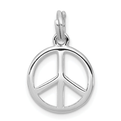 Sterling Silver Rhodium-Platedpolished Peace Sign Charm