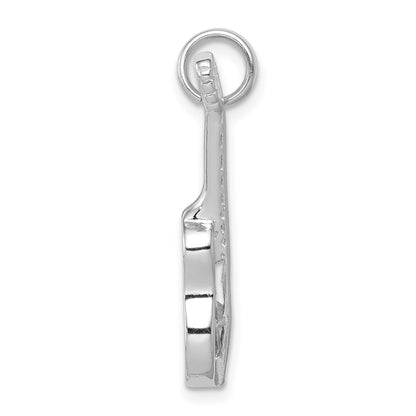 Sterling Silver Rhodium-Platedpolished Guitar Charm