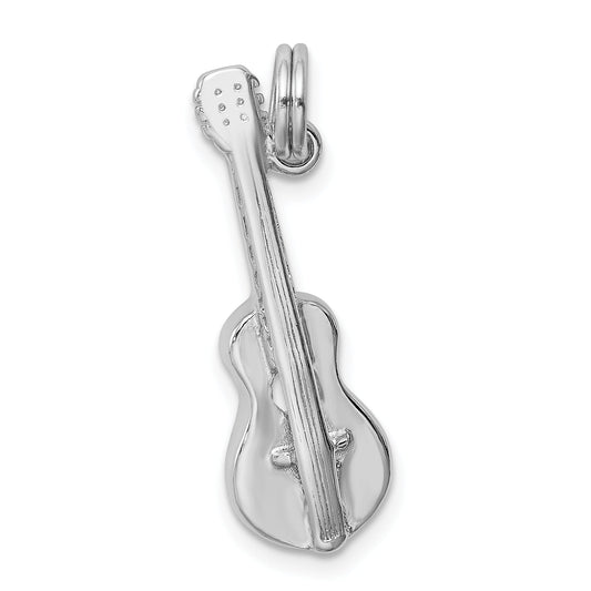 Sterling Silver Rhodium-Platedpolished Guitar Charm