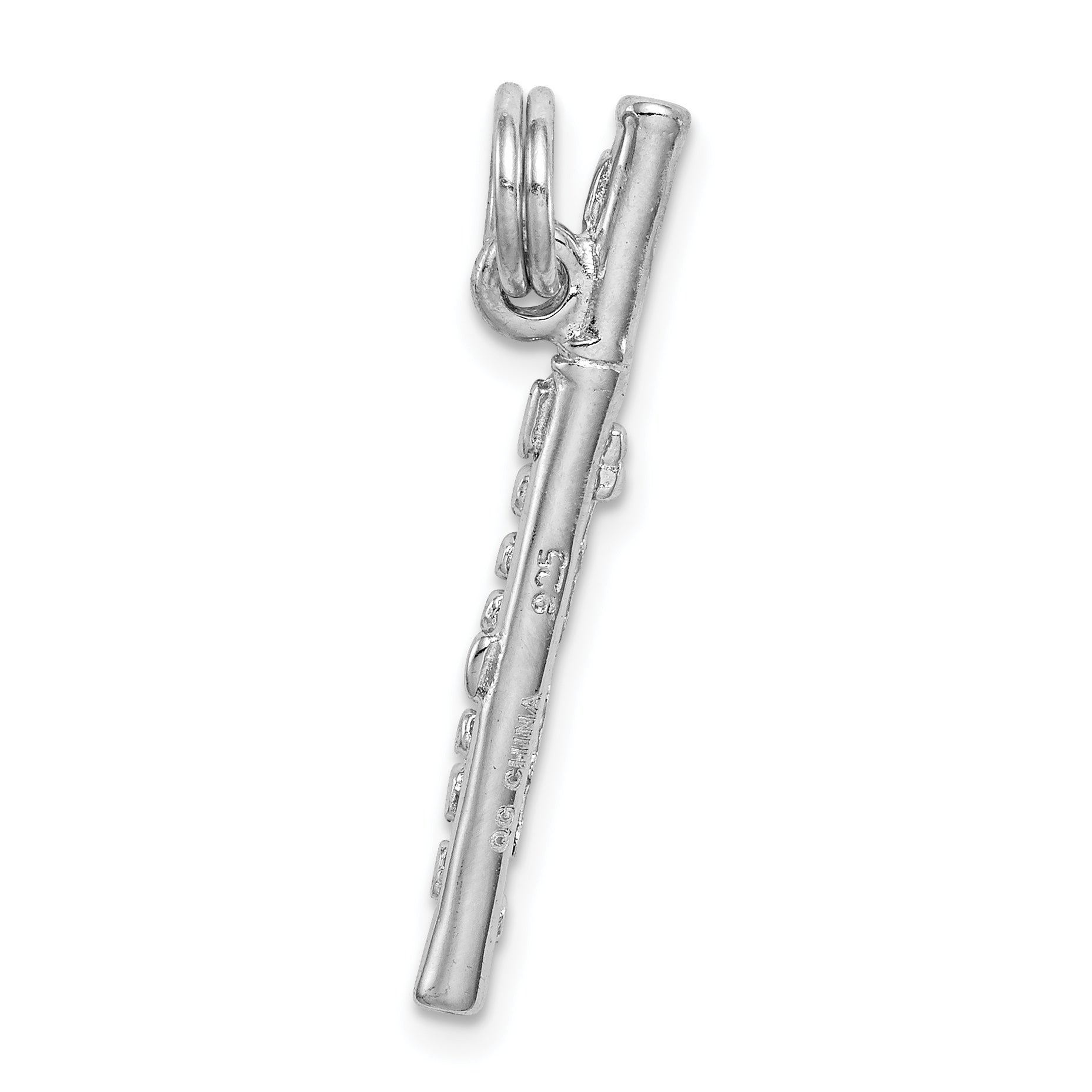 Sterling Silver Rhodium-Platedpolished Flute Charm