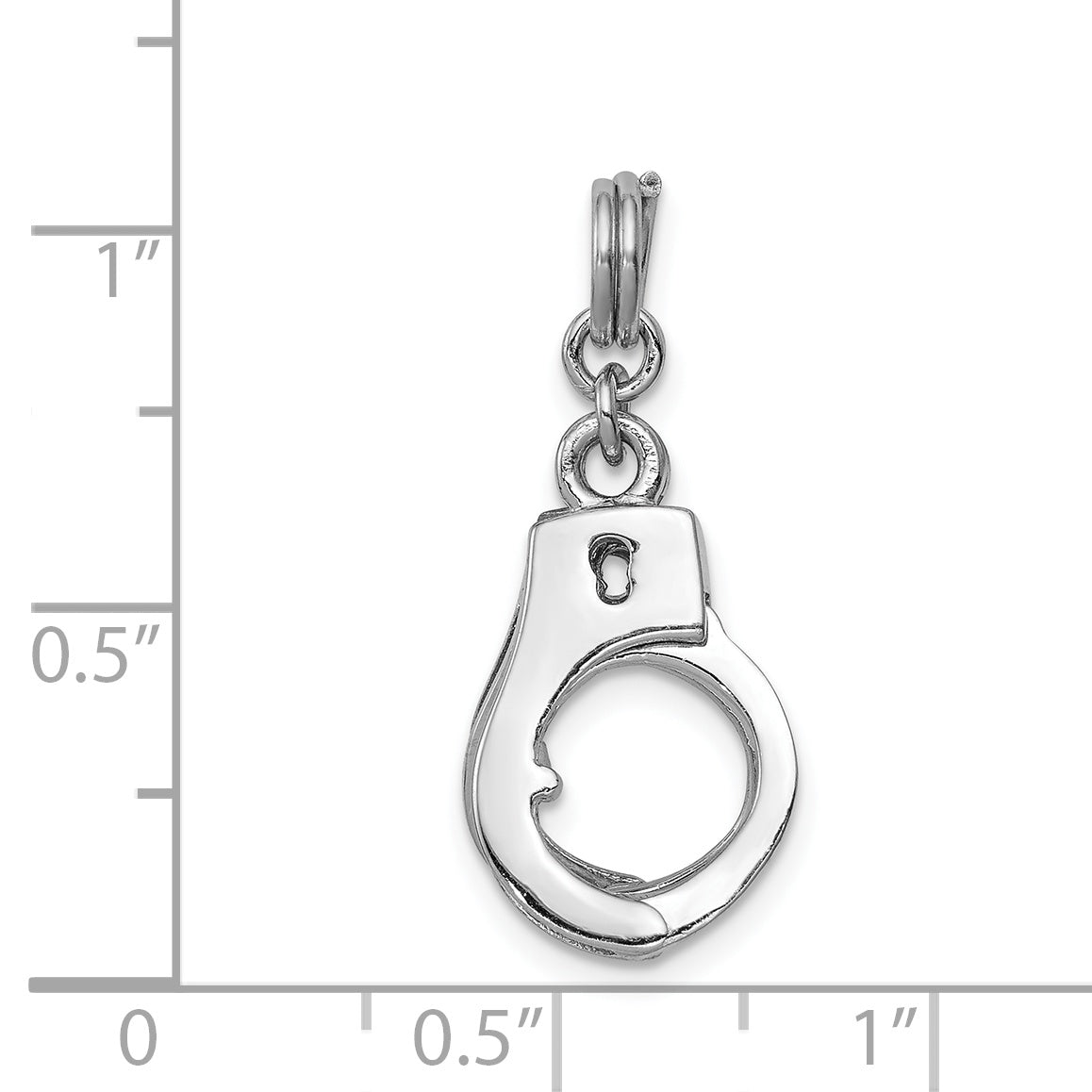 Sterling Silver Rhodium-Platedpolished Movable Handcuffs Charm