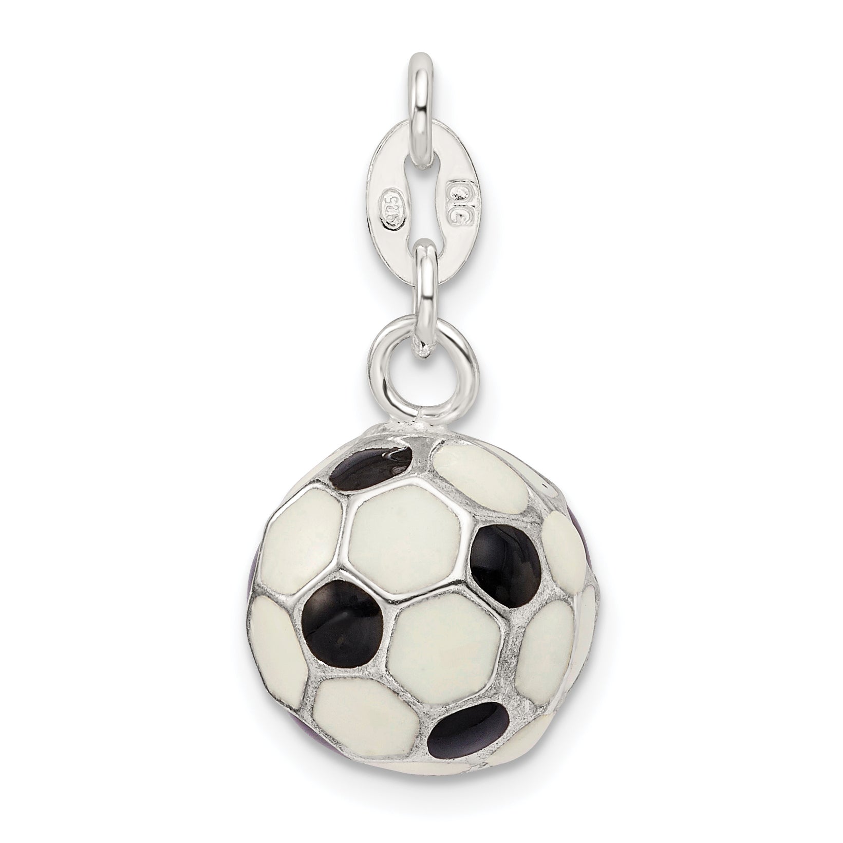 Sterling Silver Enameled Soccer Ball Charm