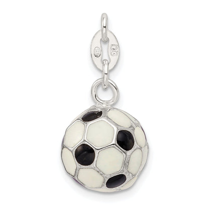 Sterling Silver Enameled Soccer Ball Charm