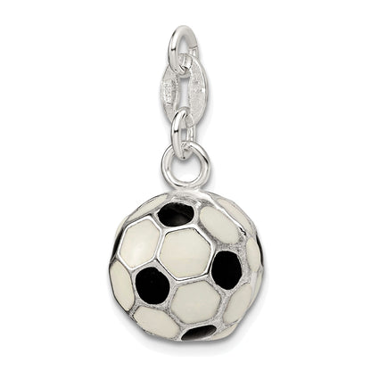 Sterling Silver Enameled Soccer Ball Charm