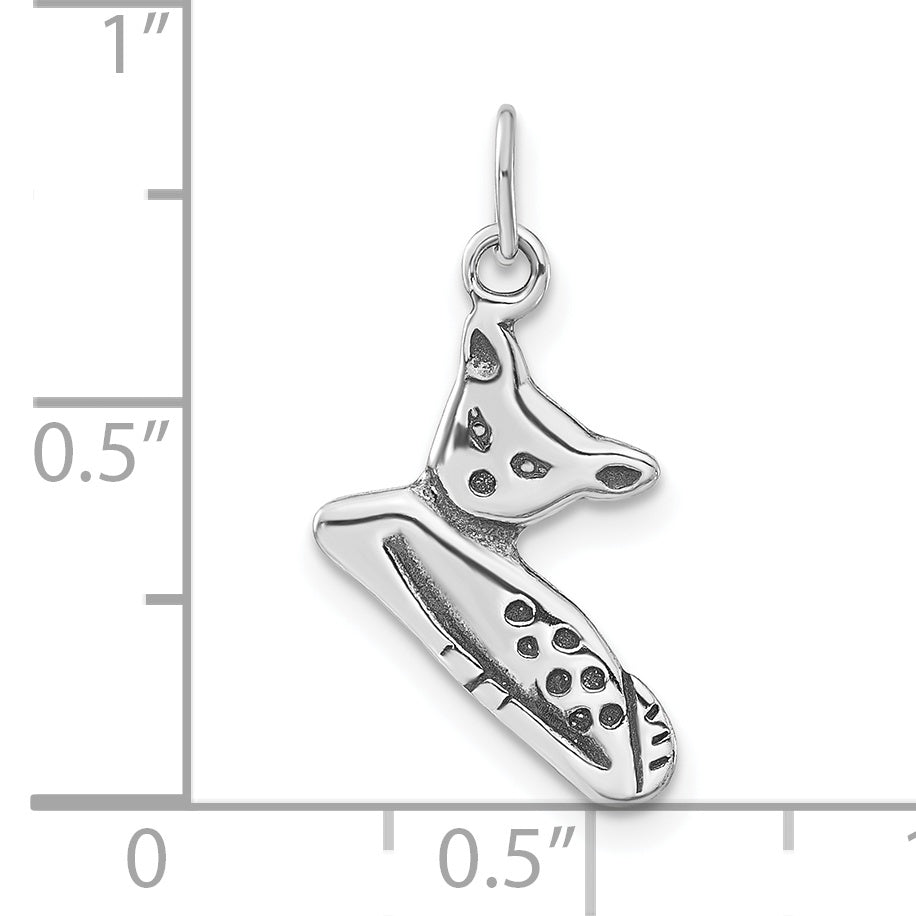 Sterling Silver Polished & Antiqued Cat Charm