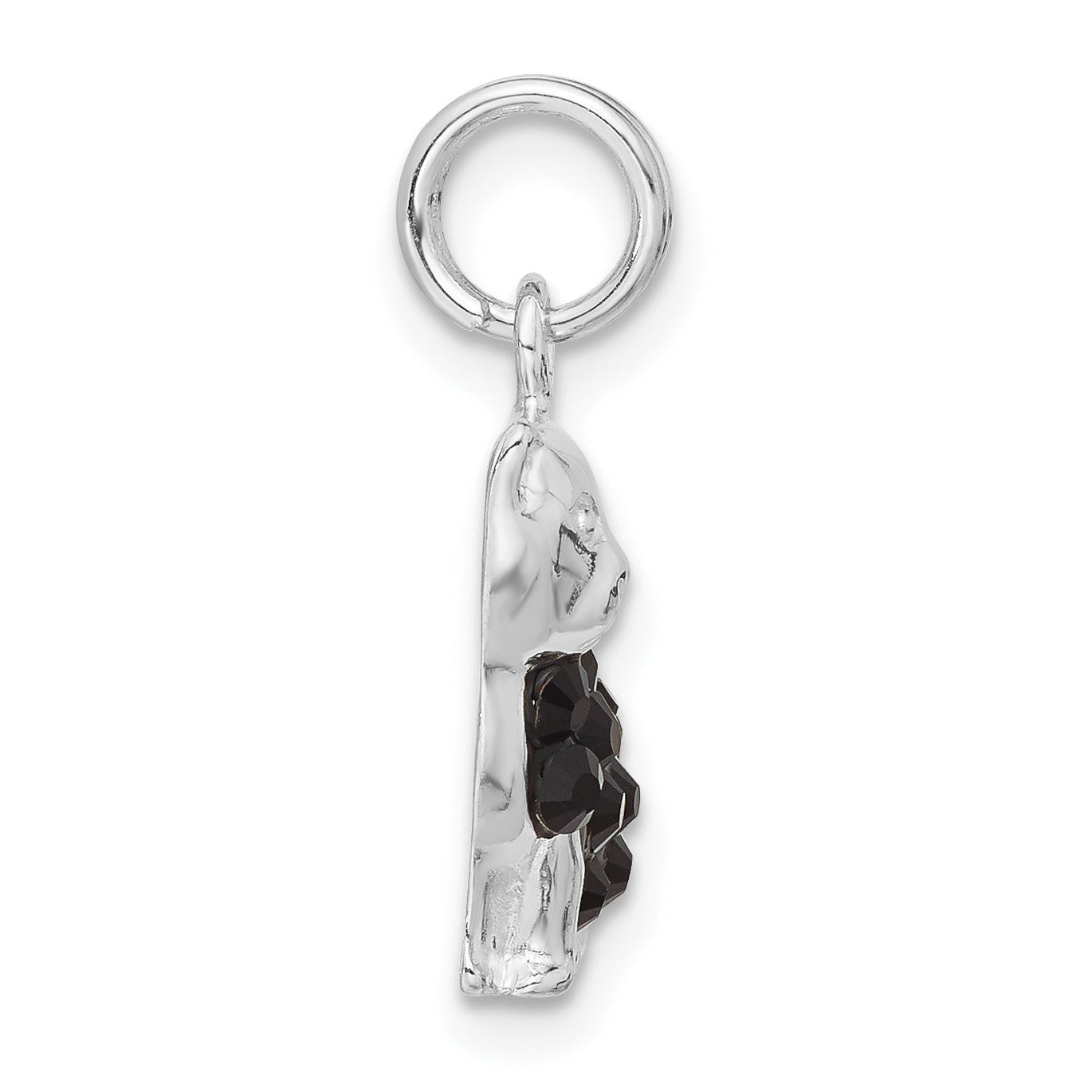 Sterling Silver Black Cz Enameled Cat Charm