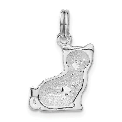 Sterling Silver Black Cz Enameled Cat Charm