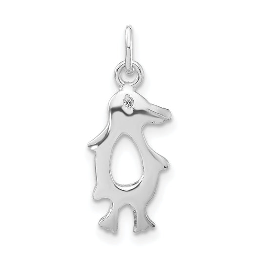 Sterling Silver Polished Cz Bird Charm
