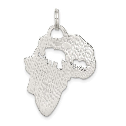 Sterling Silver Africa Continent With Elephant Cutout Pendant