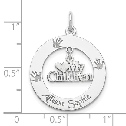 Sterling Silver Rhodium-Plated Personalizable My Children Charm