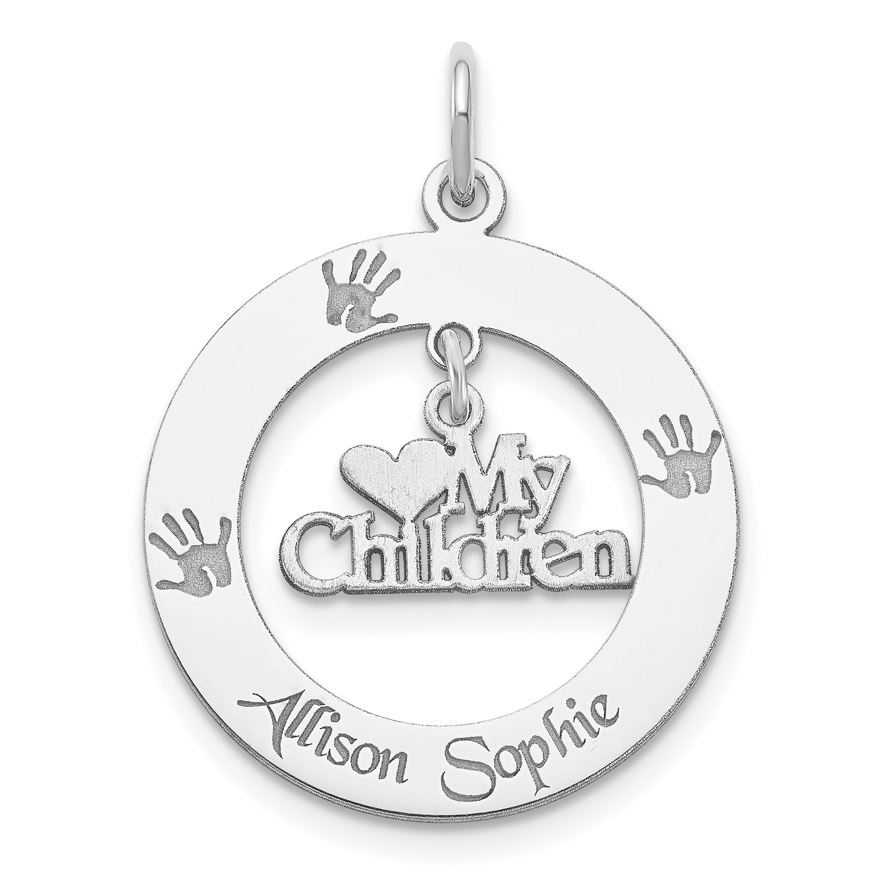 Sterling Silver Rhodium-Plated Personalizable My Children Charm