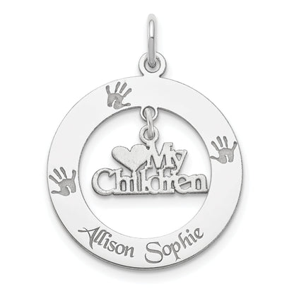 Sterling Silver Rhodium-Plated Personalizable My Children Charm