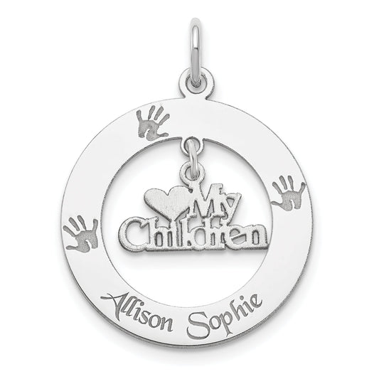 Sterling Silver Rhodium-Plated Personalizable My Children Charm