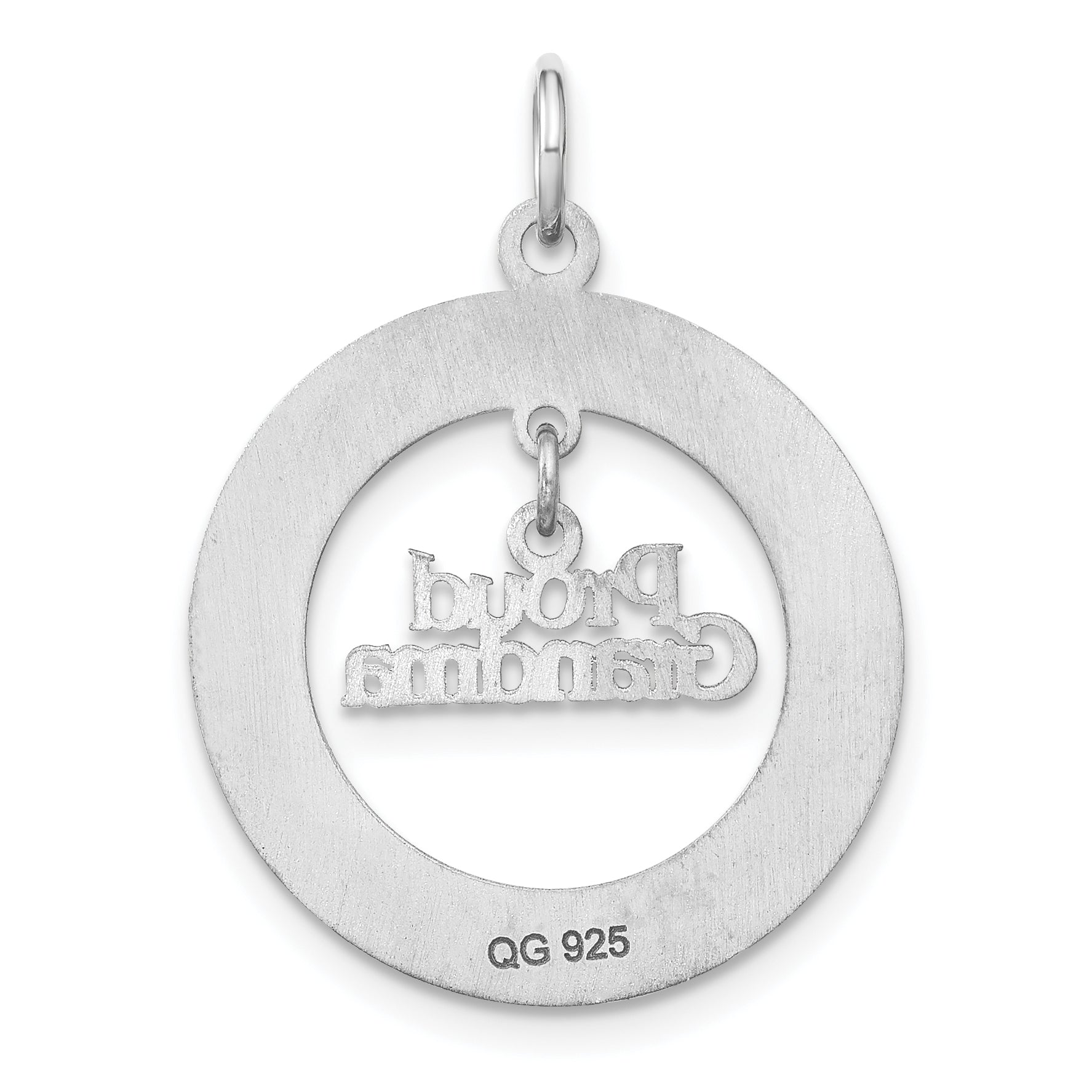 Sterling Silver Rhodium-Plated Personalizable Proud Grandma Charm