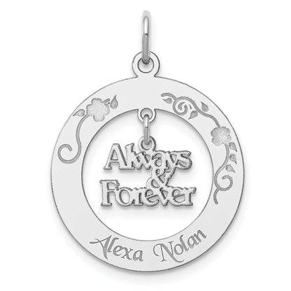 Sterling Silver Rhodium-Plated Personalizable Always & Forever Charm
