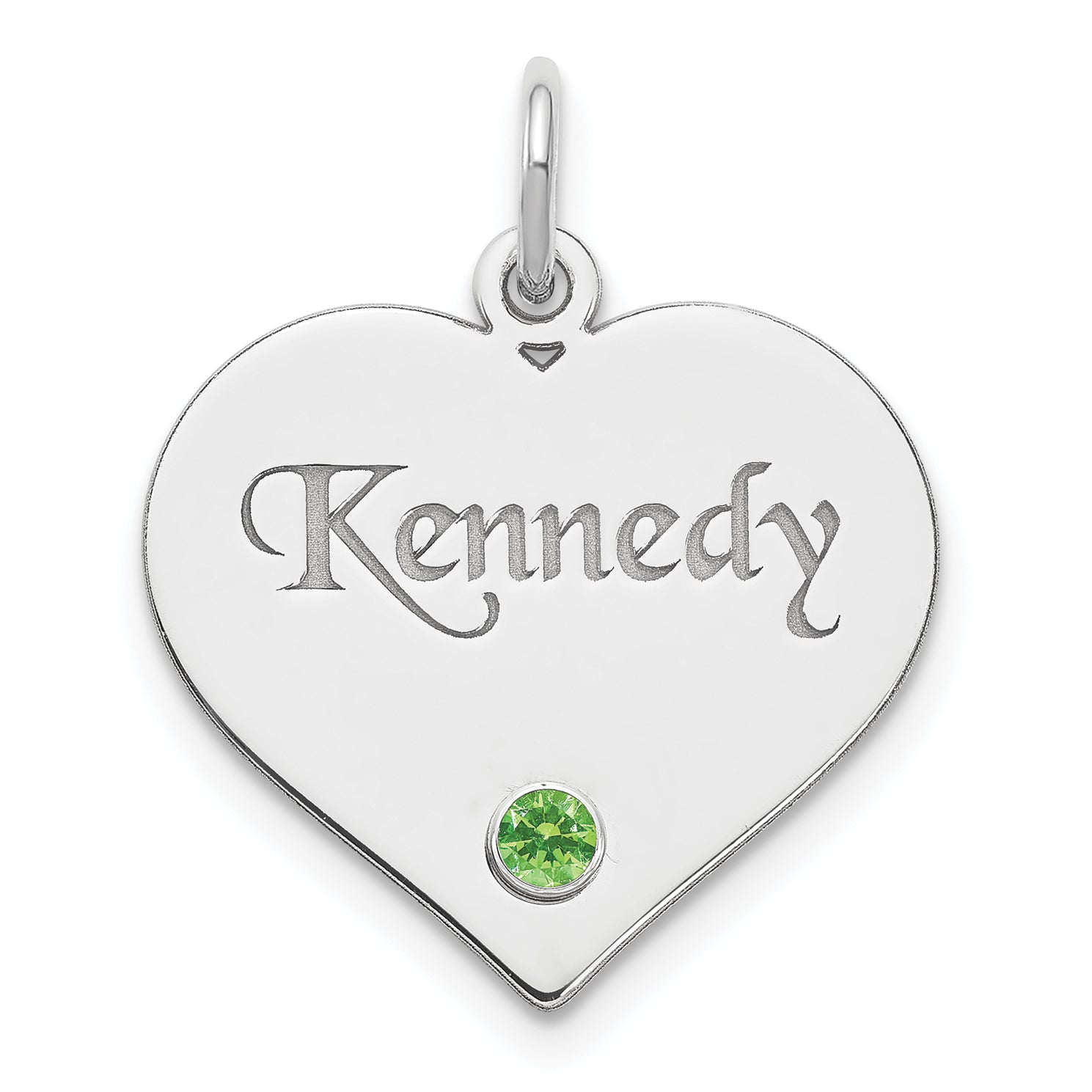 Sterling Silver Silver/Rhodium-Plated Personalized Heart With Birthstone Charm