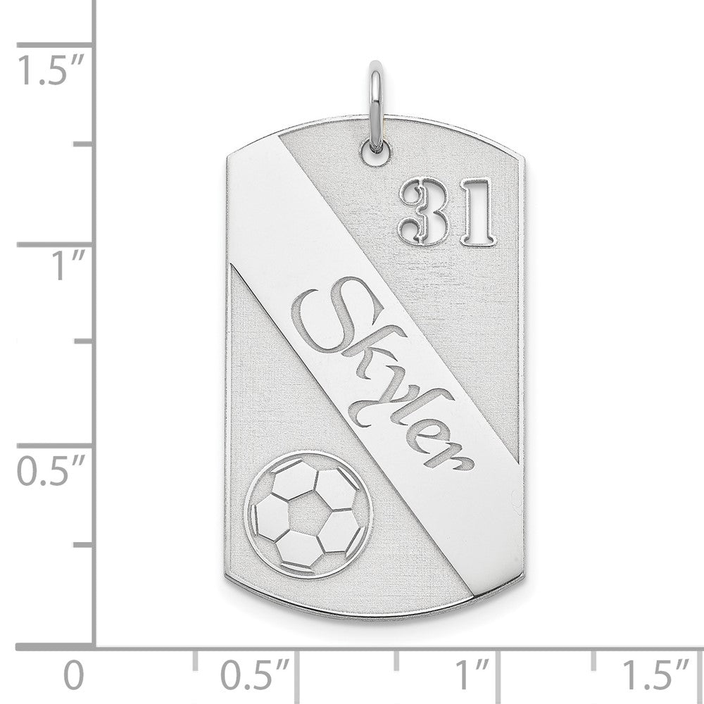 Sterling Silver Ss/Rhodium-Plated Personalized Soccer Ball Dog Tag Charm