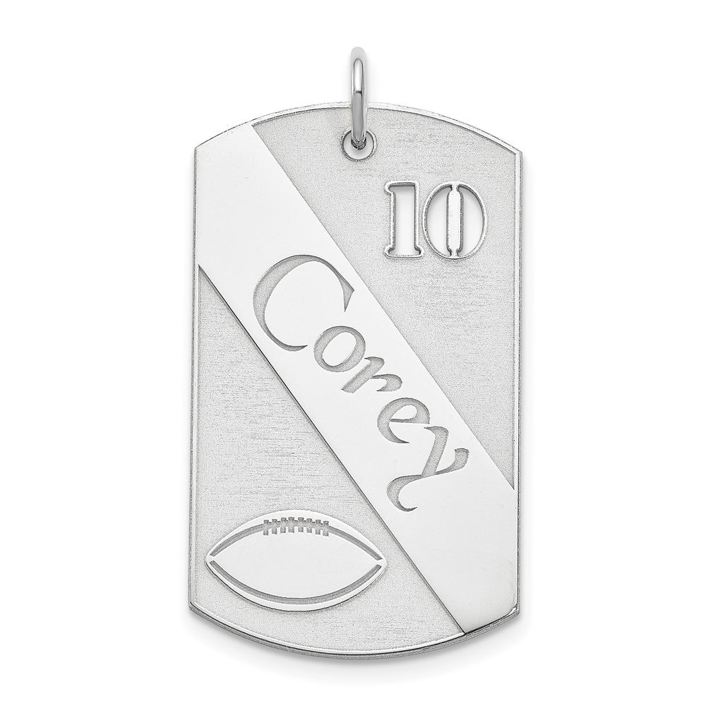 Sterling Silver Ss/Rhodium-Plated Personalized Football Dog Tag Charm