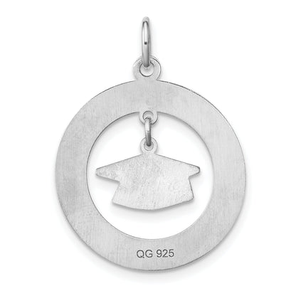 Sterling Silver Ss/Rhodium-Plated Personalized Graduation Charm