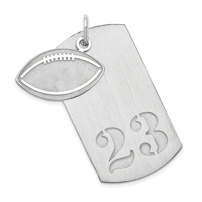 Sterling Silver Ss/Rhodium-Plated Personalized 2-Piece Football Dog Tag Charm